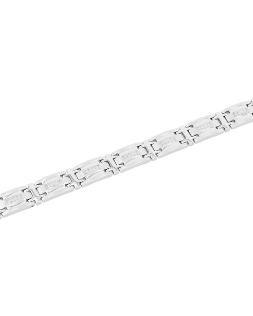 Robert Alton Metallic 1/2Ctw Diamond Stainless Steel Double Row Link Bracelet for men