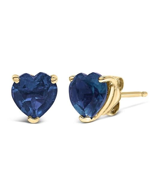 Haus of Brilliance Blue 14K 5Mm Heart Cut Sapphire Solitaire Stud Earrings