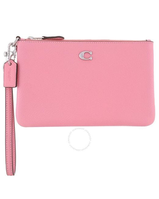 COACH Pink Small Essential Leather Wristlet
