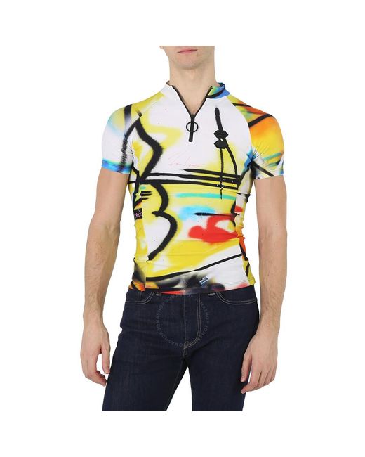 Off-White c/o Virgil Abloh White Off- Multicolor Futura-print Zipped T-shirt for men