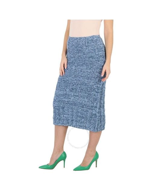 Maison Margiela Blue Boucle Knitted Midi Skirt