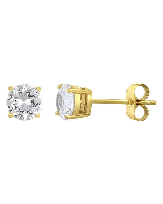 Robert Alton Metallic Stainless Steel With Finish Round Created Sapphire Stud Earrings for men