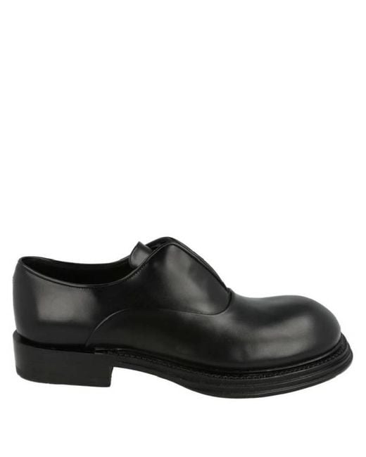 Ferragamo Black Fanni Lace Up Leather Loafers