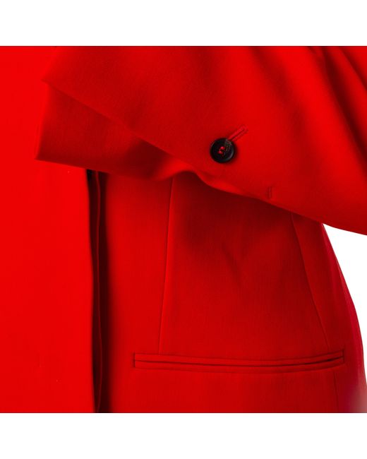 Ferragamo Red Single-Breasted Fitted Wool Blazer, Brand Size 44 Us for men