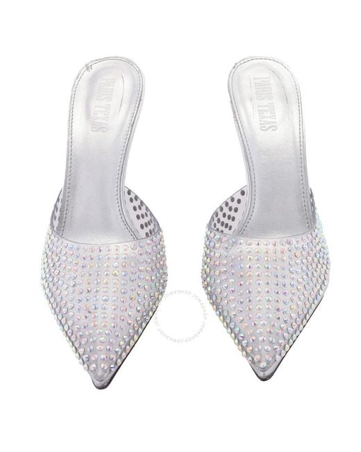 Paris Texas White Iridescent Hollywood Pvc Pointed-toe Mules