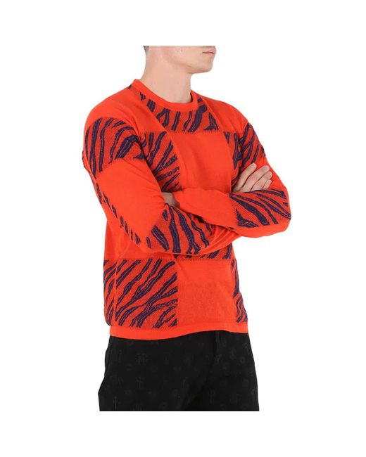 Roberto Cavalli Red Zebra Check-jacquard Sweater for men
