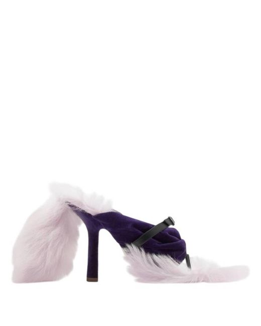 Burberry Purple Shearling Step Post 105 Heel Sandals, Brand Size 36 Us