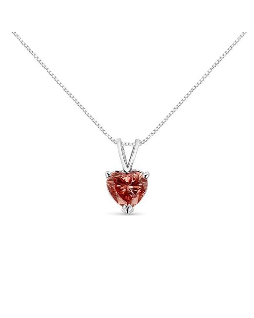 Haus of Brilliance White Igi Certified 14K Martini Set 1.00 Cttw Lab Grown Heart Diamond Solitaire 18" Pendant Necklace Color, Si2 Clarity)