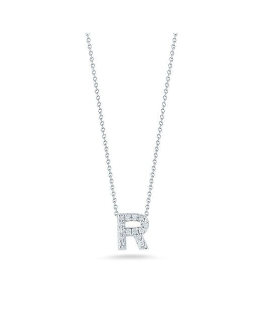 Roberto Coin Metallic 18k White Gold Tiny Treasures Diamond Letter R Pendant
