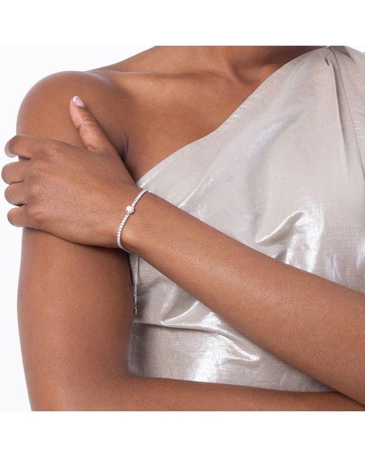 Swarovski White Matrix Tennis Bracelet Rhodium Shiny Fancy Champagne for men