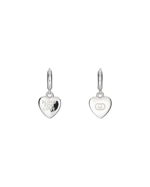 Gucci Metallic Blind For Love Heart Drop Earrings
