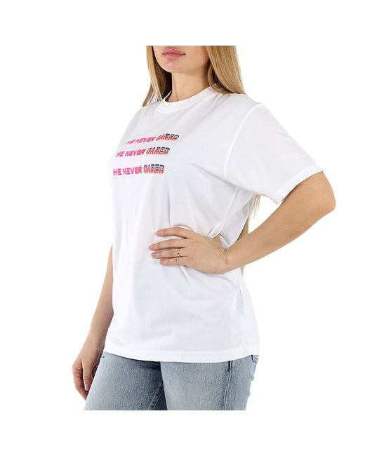 Marcelo Burlon White Ladies Three He Never Cared T-Shirt