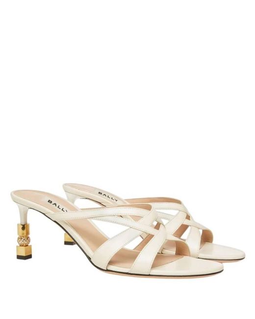 Bally Metallic Carolyn Leather Block Slide Sandals, Brand Size 39 Us