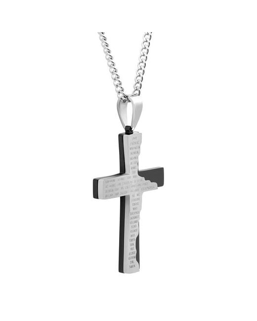 Robert Alton Metallic Lord's Prayer Stainless Steel Cross Pendant With for men
