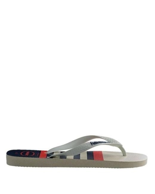 Havaianas White Top Nautical Flip Flops, Brand Size 45/46 (M