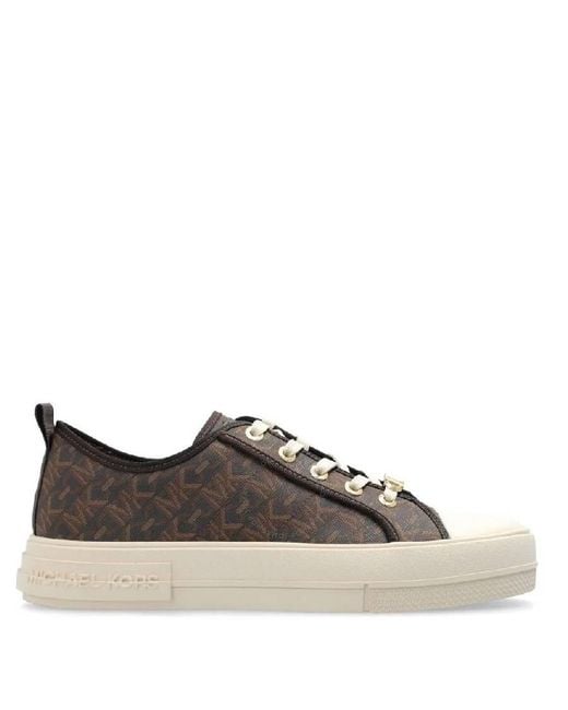 Michael Kors Brown Evy Empire Logo Print Low-Top Sneakers, Brand (Us