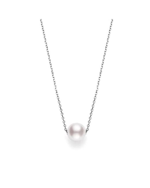 Mikimoto Metallic Akoya Cultured Pearl Pendant Necklace With 18k White Gold 8mm A+
