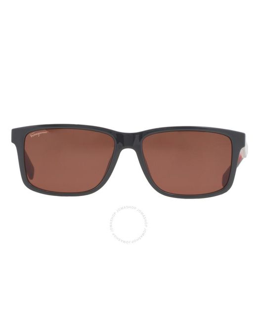 Ferragamo Brown Rectangular Sunglasses Sf938s 023 57 for men