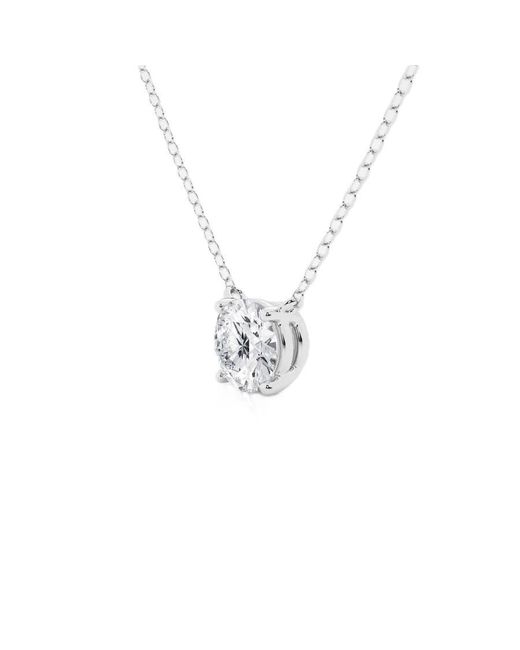 Brilliant Diamond Metallic 1 Carat Round Lab Grown Diamond Pendant Necklace
