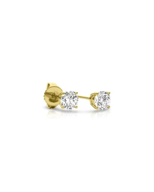 Tresorra Metallic 14K Round Cut Earth Mined Diamond Stud Earrings
