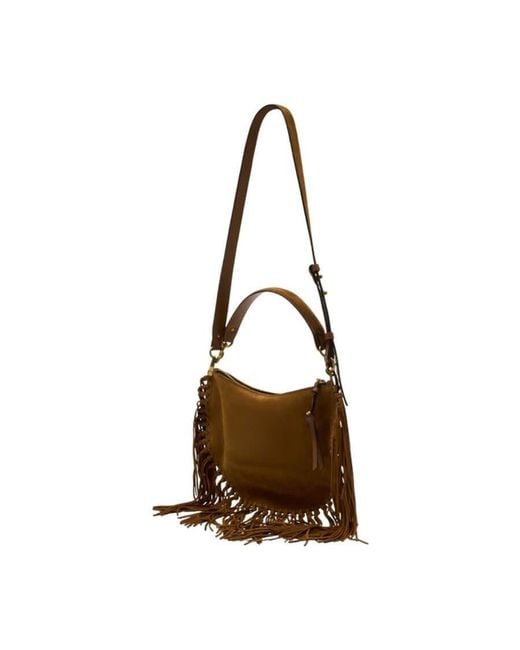 Isabel Marant Brown Fringed Calfskin Shoulder Bag