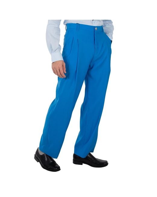 Burberry Blue Vivid Wool Tailored Trousers, Brand Size 54 (Waist for men