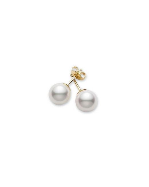 Mikimoto Metallic Akoya Pearl Stud Earrings With 18k Yellow Gold 7.5-8mm Aaa for men