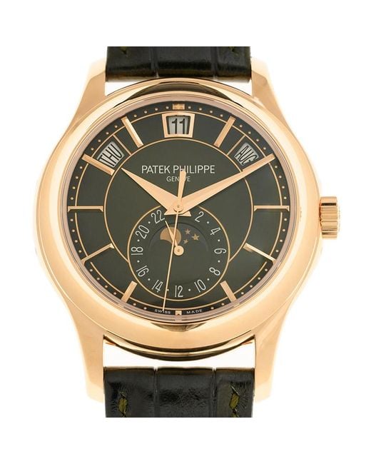 Patek Philippe Metallic Olive Green Sunburst Complications Automatic Rose Gold Watch -011 for men
