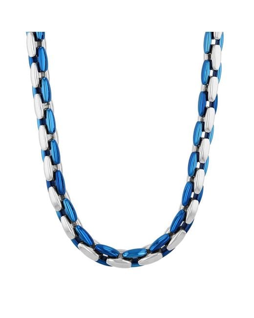 Robert Alton Blue Stainless Steel With & Finish Link Chain for men