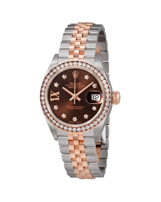 Rolex Metallic Lady Datejust Chocolate Brown Diamond Dial Automatic Watch