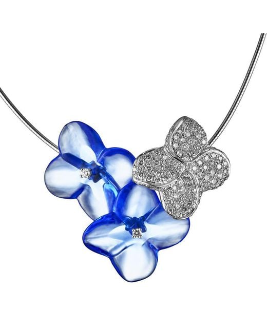 Baccarat Blue Hortensia Sapphire And Flower Pave Diamond Necklace for men