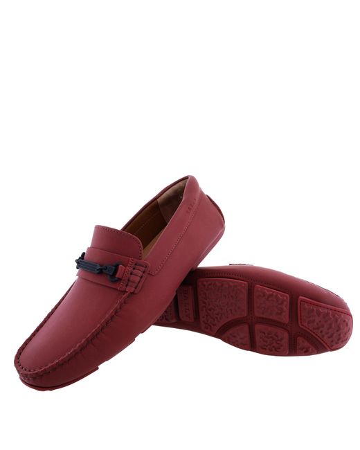 Bally Red Pitaval Slip-On Driver Shoes for men