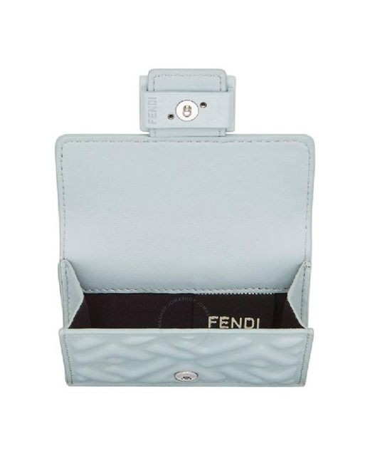 Fendi Blue Tri Fold Compact Baguette Wallet