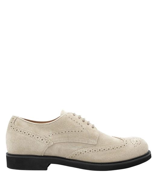 Tod's White Wing-tip Perforations Leather Lace-up Derby Shoes for men