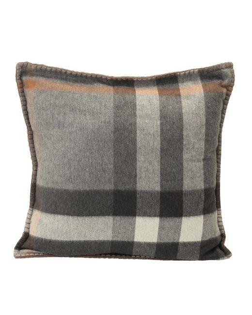 Burberry Gray Cashmere Plaid Cushion