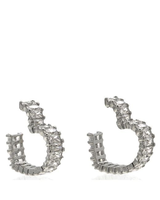 Swarovski Metallic Matrix Pierced Earrings Hoop Hrt S Rhodium Shiny