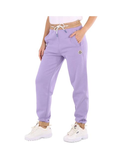 Moncler Purple Cotton Logo Sweatpants