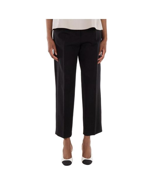 Max Mara Black Verbano Stretch-Wool Trousers, Brand Size 38 Us Size 4