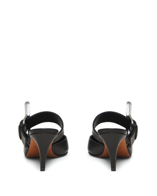 McQueen Black Ladies Birdee Leather Mules, Brand Size 37 Us