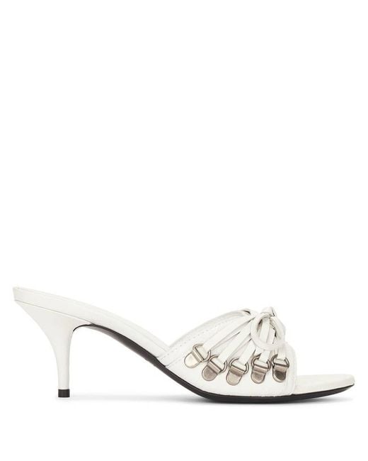Balenciaga Natural Cagole 70 Leather Mule Sandals, Brand Size 40 Us