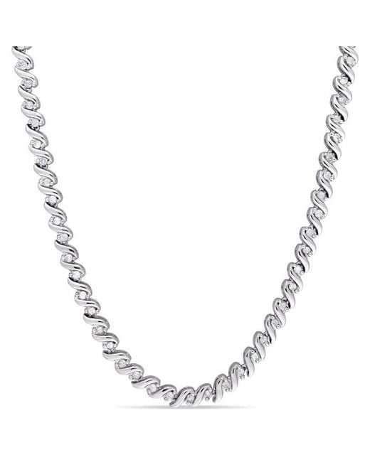Amour Metallic 1 Ct Tw Diamond Tennis Necklace for men