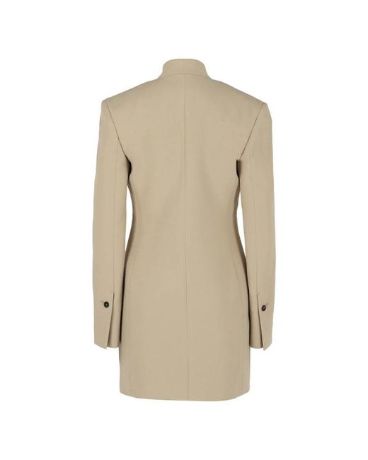 Ferragamo Natural Ferragamo Single-Breasted Fitted Wool Blazer
