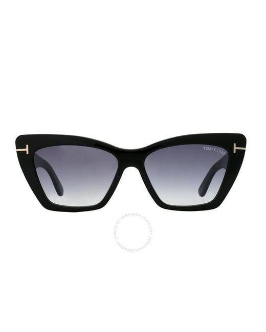 Tom Ford Black Wyatt Grey Gradient Cat Eye Sunglasses