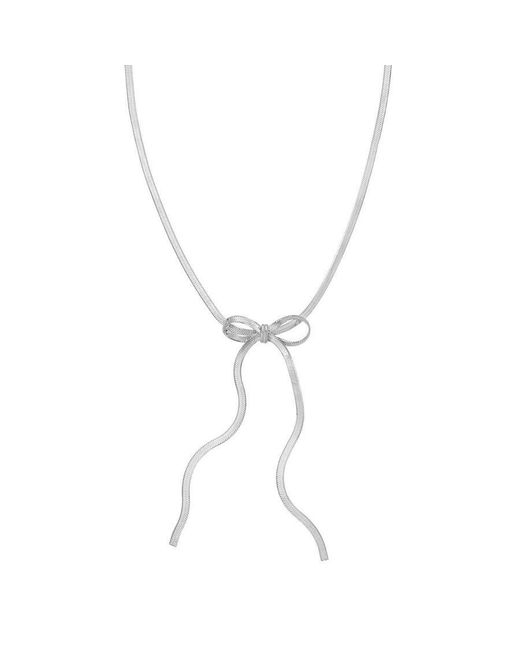 Tresorra Metallic Sterling Snake Chain Bow Necklace
