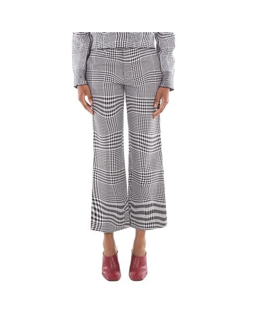 Burberry Gray Monochrome Vintage Check Trousers, Brand Size 6 Us