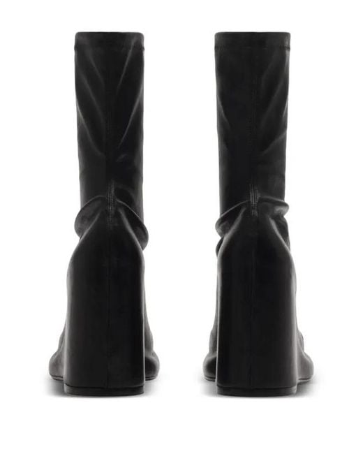 Burberry Black High Wedge Heel Pillar Boots, Brand Size 36 Us