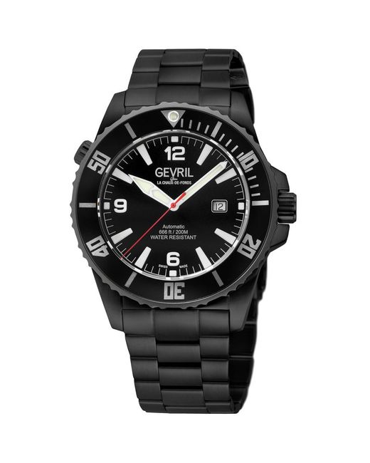Gevril Black Canal Street Automatic Dial Watch for men