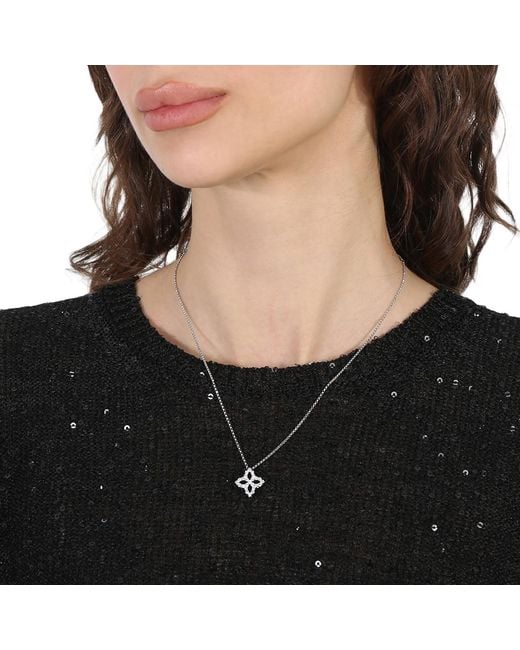 Roberto Coin Metallic 18k White Gold Diamond Encrusted Princess Flower Pendant for men