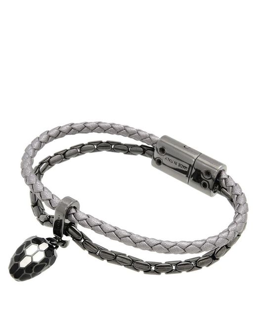 BVLGARI Metallic Serpenti Forever Leather Bracelet