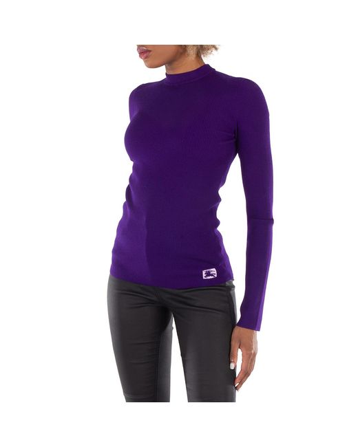 Burberry Purple Equestrian Knight Logo Wool Blend Sweater
